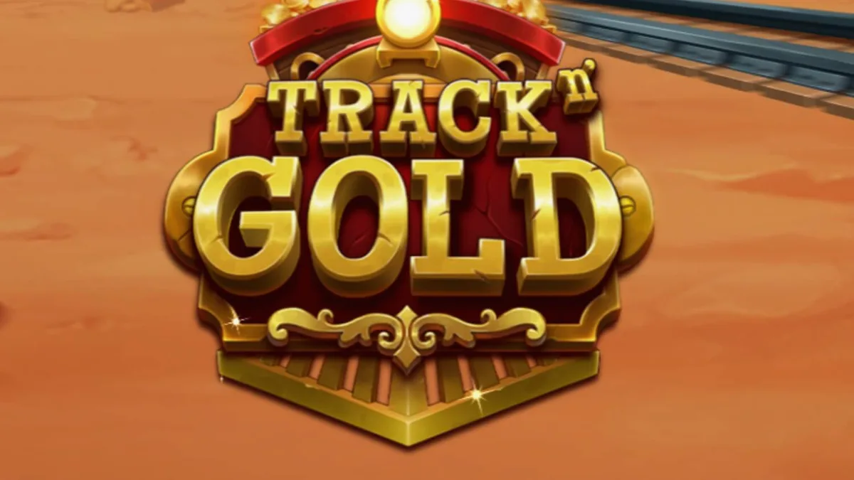 Tampilan visual slot Track’n Gold dengan latar belakang kereta api tua di gurun.