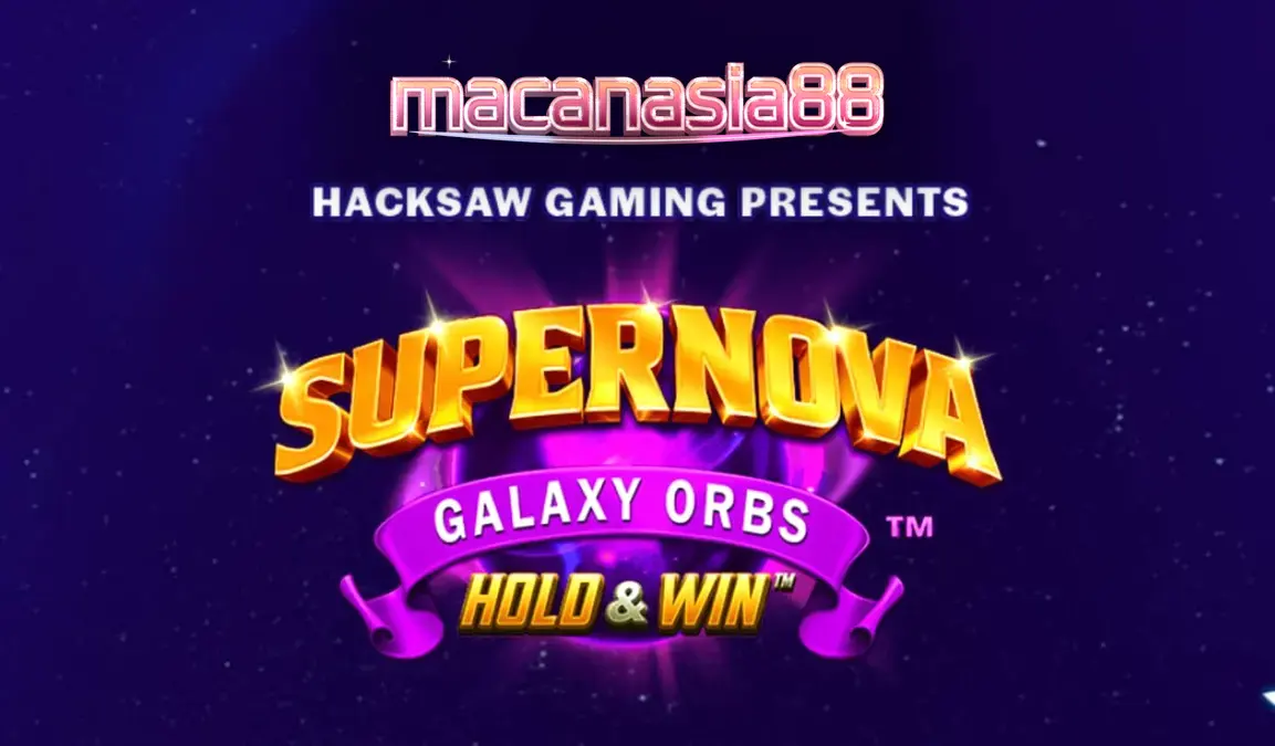 Tampilan visual slot Supernova Galaxy Orbs dengan tema ruang angkasa retro